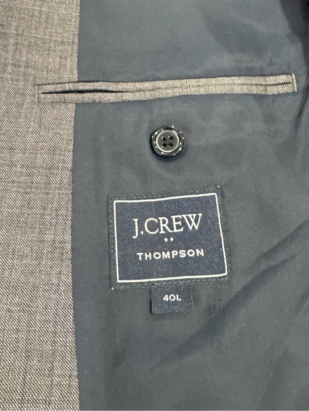 J.Crew Men Thompson Suit Grey Wool Suit‎ Jacket 40L Trouser 33x32
